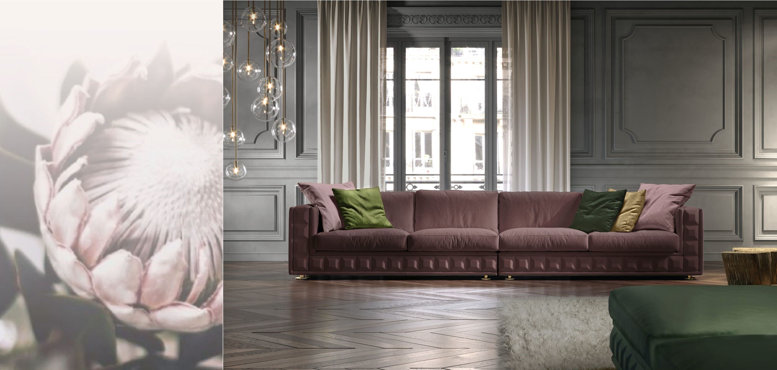 Gordon Plus Evo divano iconico dal design contemporaneo, rivestimento in tessuto o pelle. Arredamento per la casa ed il soggiorno di formerin italia