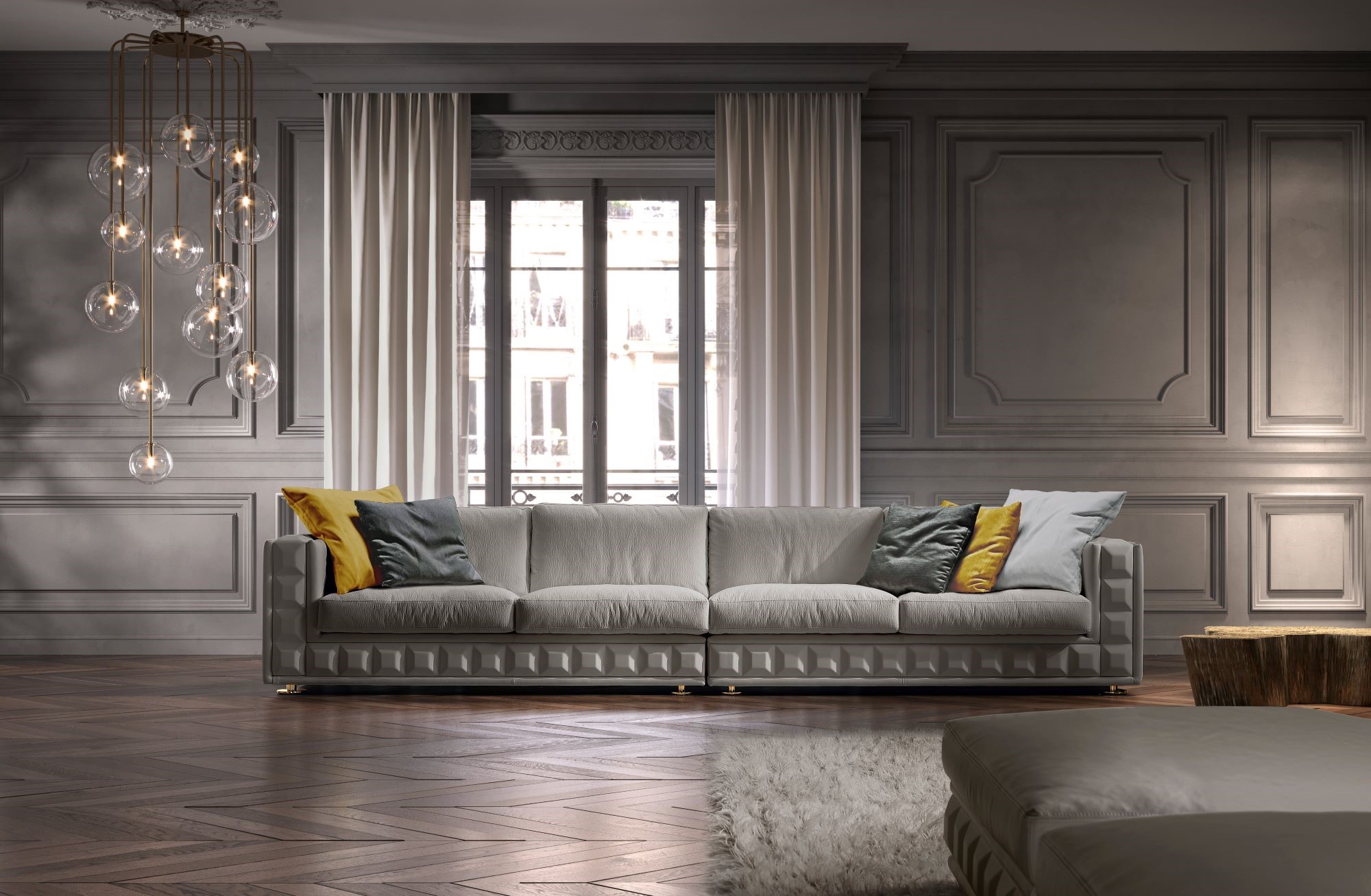 Gordon Plus Evo divano iconico dal design contemporaneo, rivestimento in tessuto o pelle. Arredamento per la casa ed il soggiorno di formerin italia