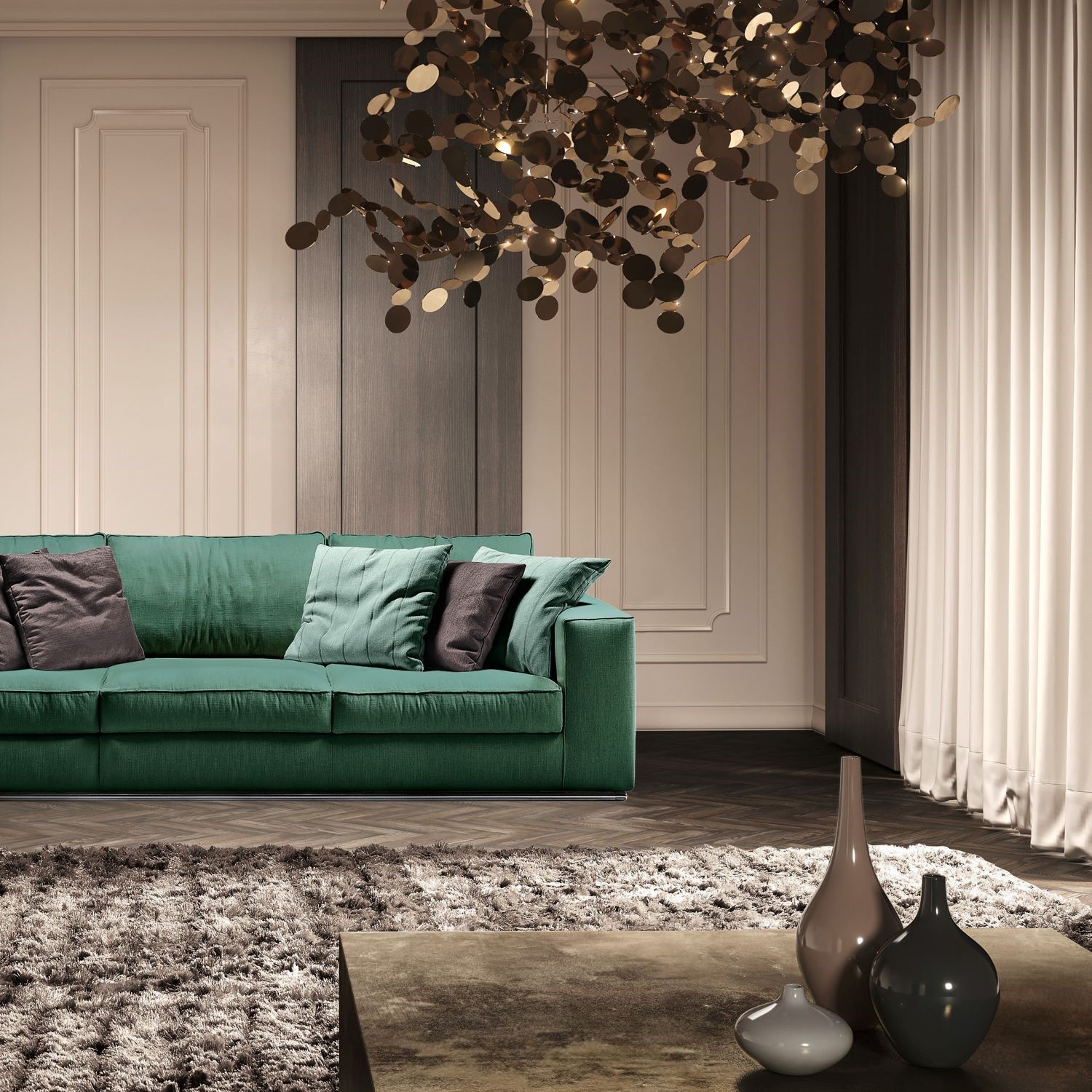 Ermes Evo divano made in Italy in tessuto verde. Design comfortevole per divano e poltrone