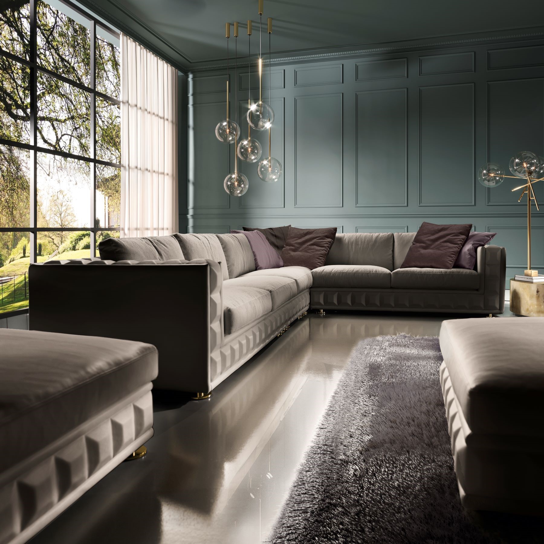 Gordon Plus Evo ha design contemporaneo e nella versione angolare disponibile con chaise longue. Rivestimento in pelle o tessuto