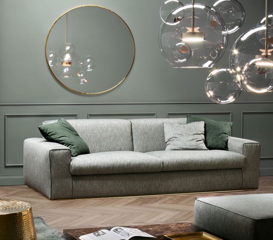 Divano moderno a tre posti in tessuto o pelle, versione angolare con chaise longue ed angolo. Mobili ed arredamento per la casa made in Italy by Formerin Italia