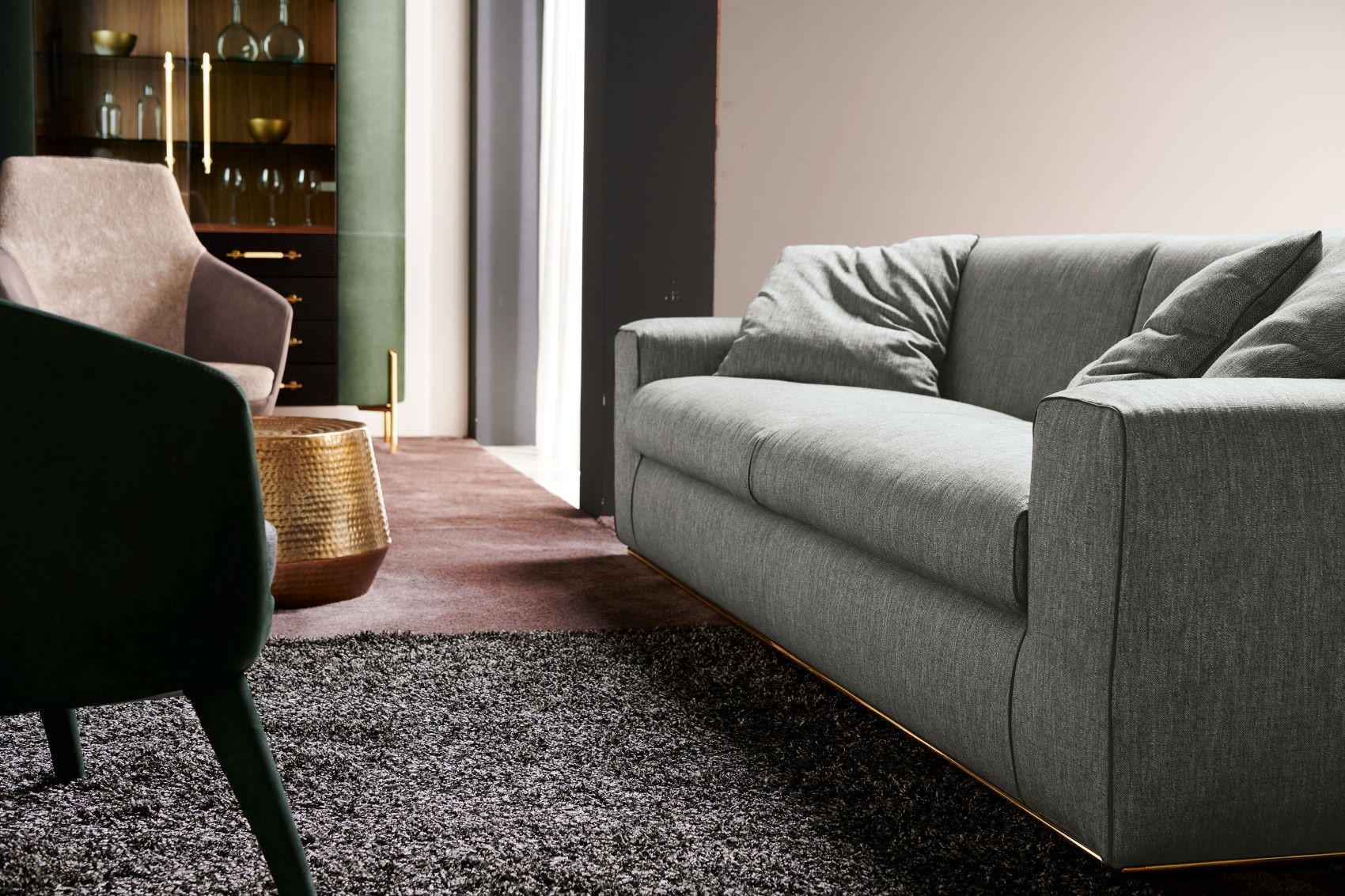 Steve Evo divano tre posti ed angolare con chaise longue in tessuto, arredamento per la casa Formerin Italia