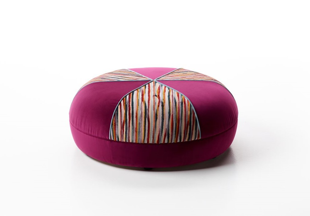 Tango round pouf for curved sofa with fabric or leather. Made in Italy furniture by formerin italia