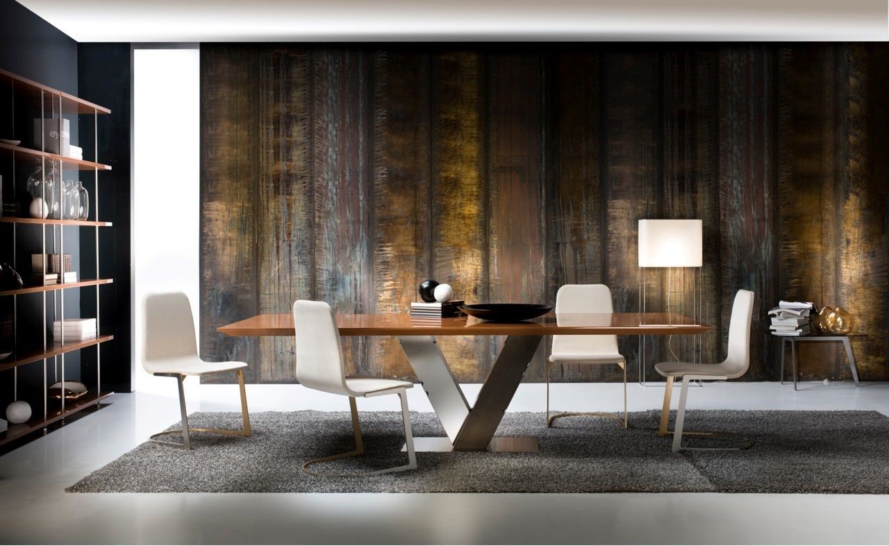 Dining table Totò and Anita chairs, minimal design furniture for the modern living room and homes by formerin italia