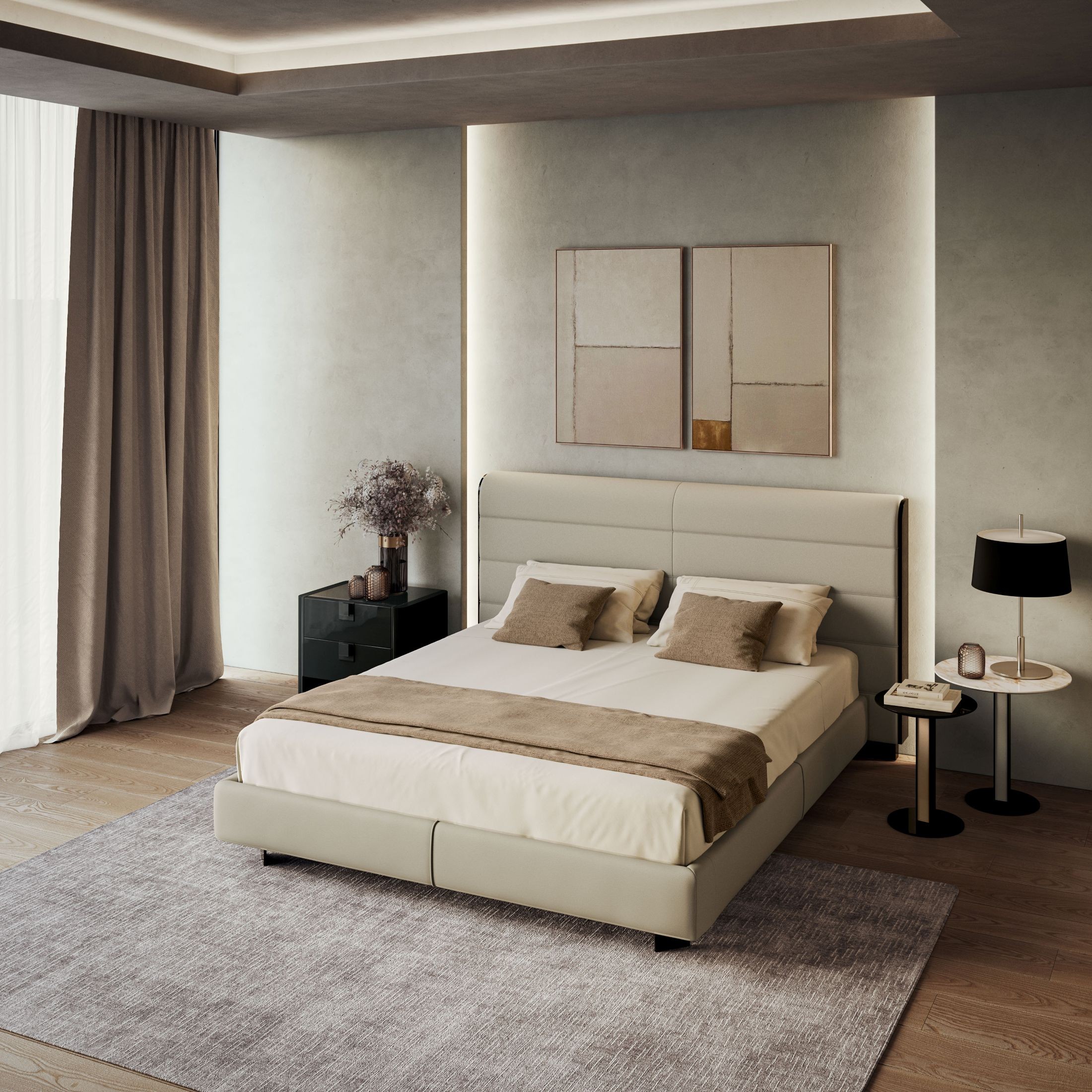 formerin italia Dune bed paired with modern bedroom furniture in contemporary interior